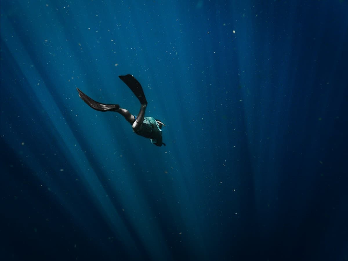 Sample photo: a freediver in blue water